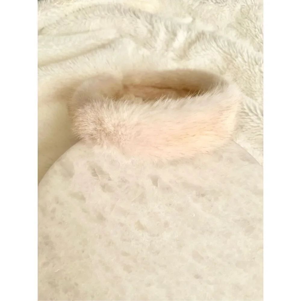 Cream fuzzy faux for headband
